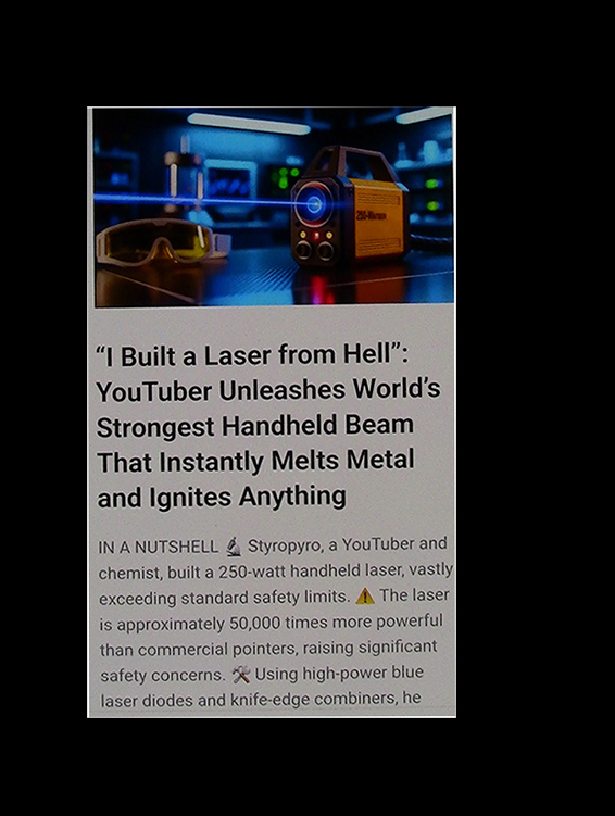 I built a laser from hell in my own bedroom  - good candidate for the NSA (212K)